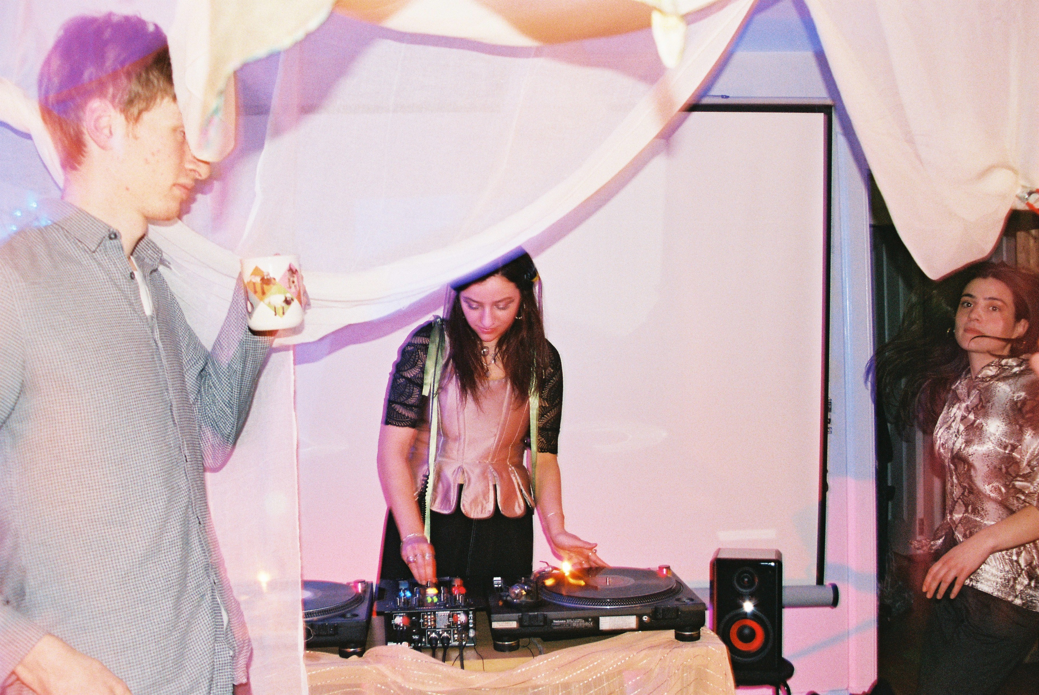 Gemma in her bedroom DJing at the first Afters livestream