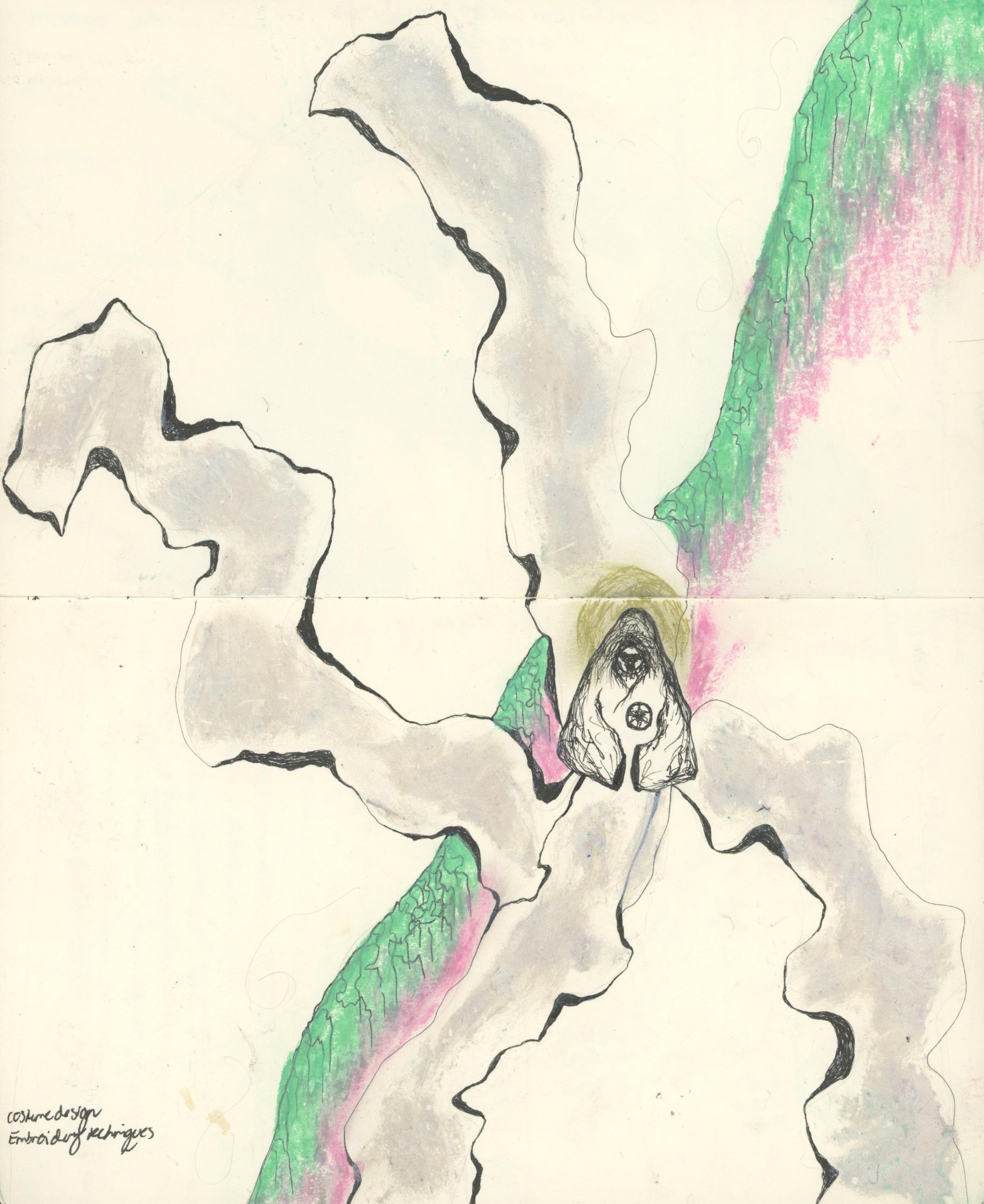 drawing of alliyah wearing silk robe
