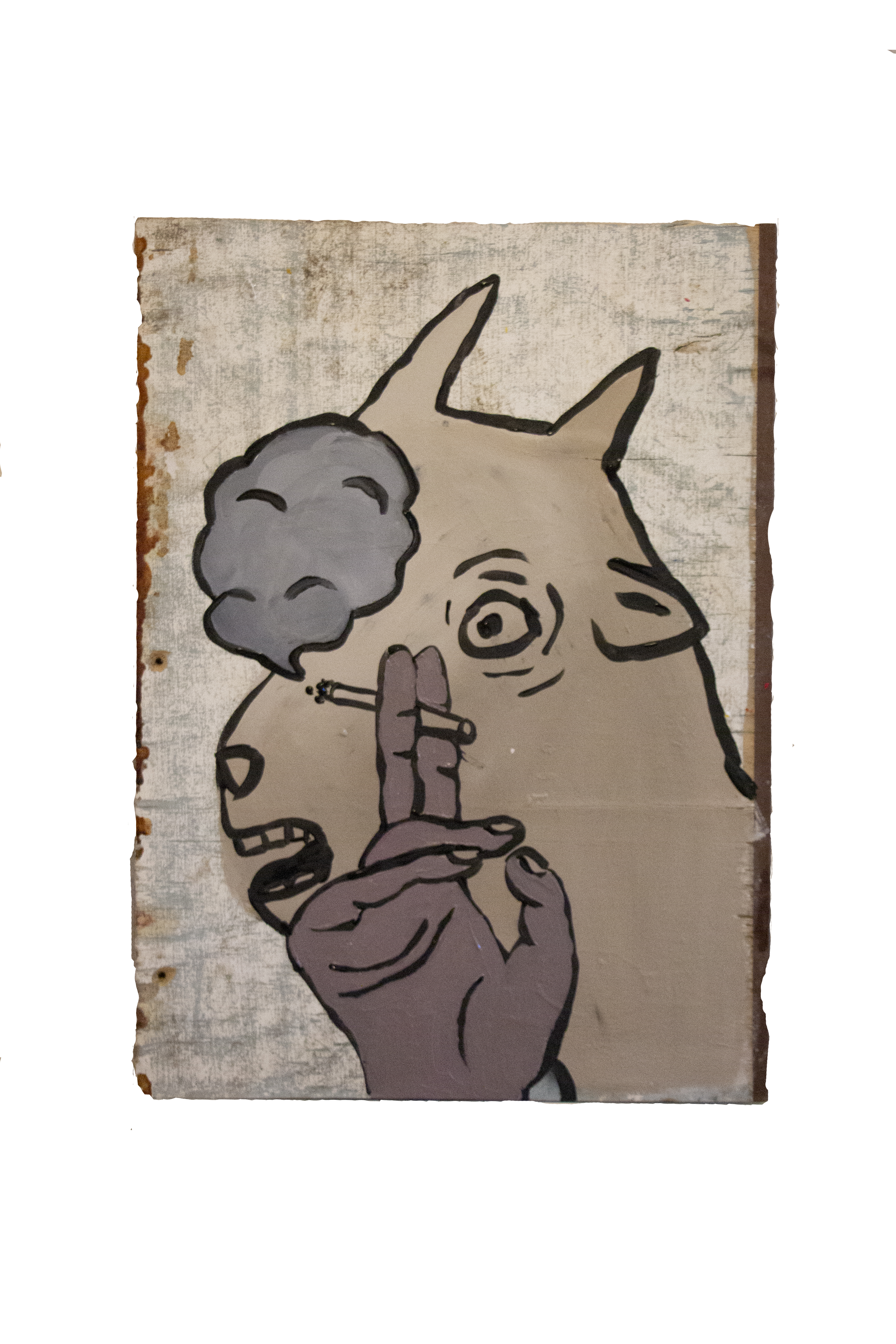 Painting of a goat smoking