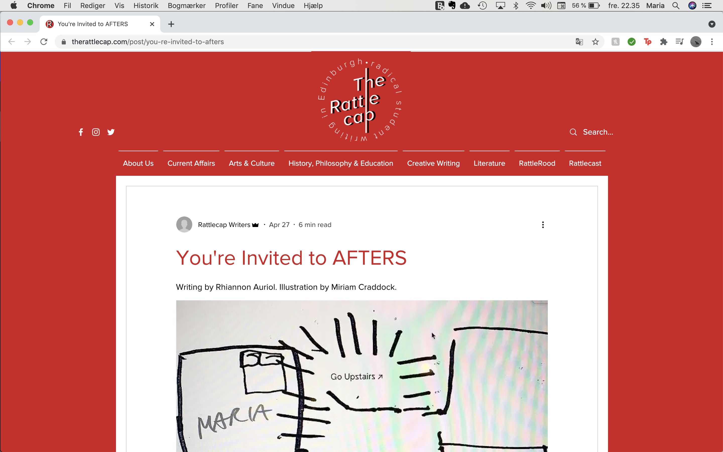 Screenshot of Rattlecap website featuring our article